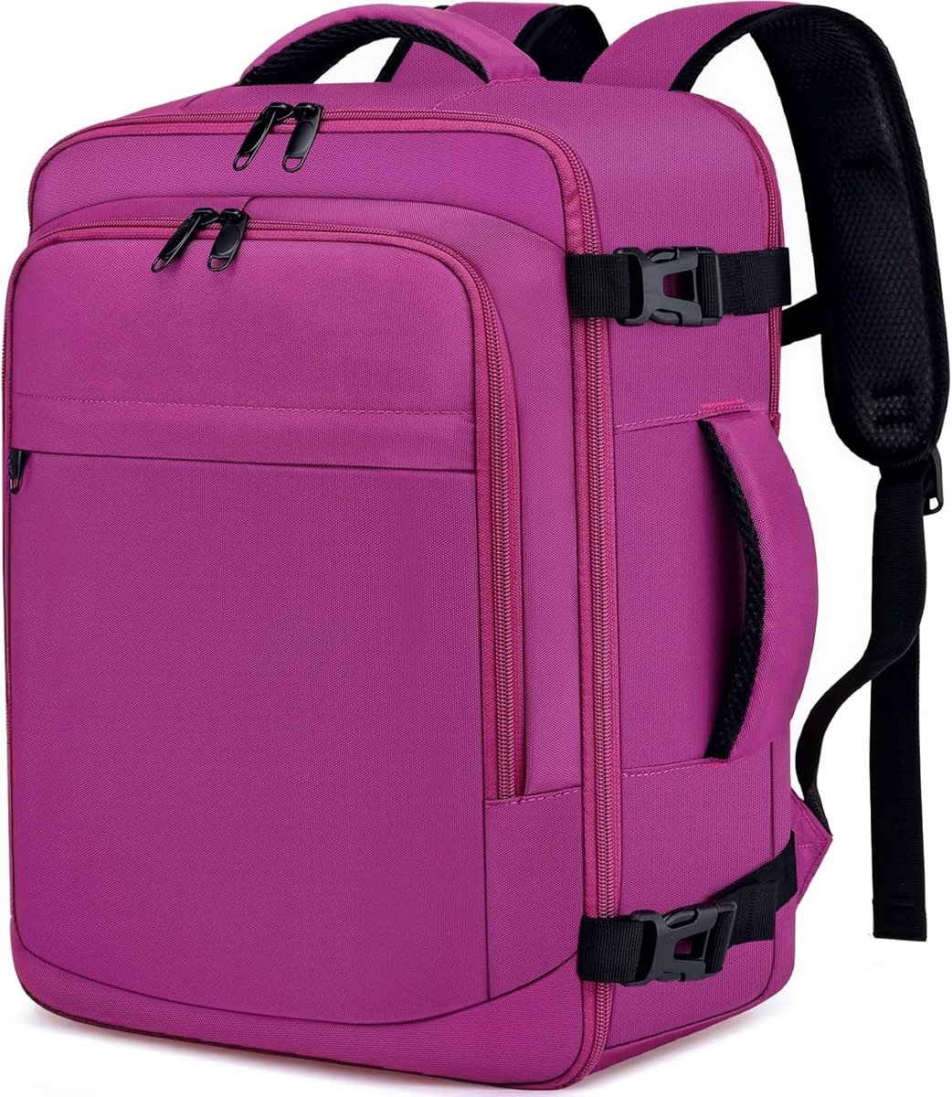 SnelShoppen - 40x30x20 Draagbare Reisrugzak voor Ryanair, Vueling, Eurowings, WizzAir, EasyJet - 24L/30L Handbagage voor Mannen en Vrouwen - Paarse Re