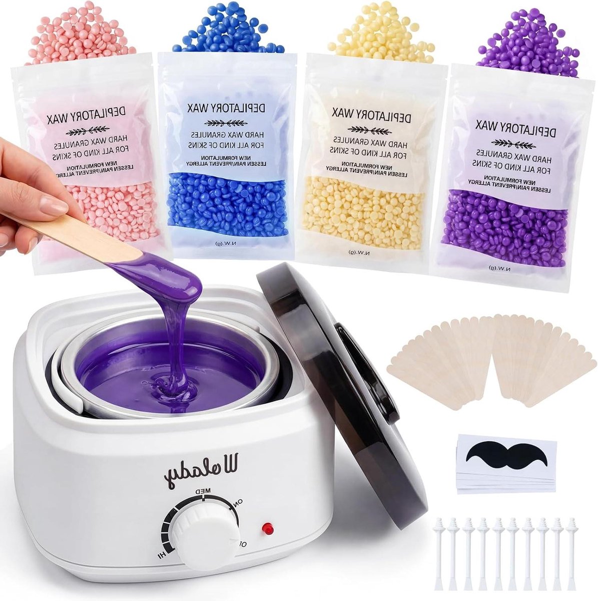 Waxverwarmer Set - Ontharingsmachine - Gladde Huid - Snelle Verwarming - 450 ml - Wit