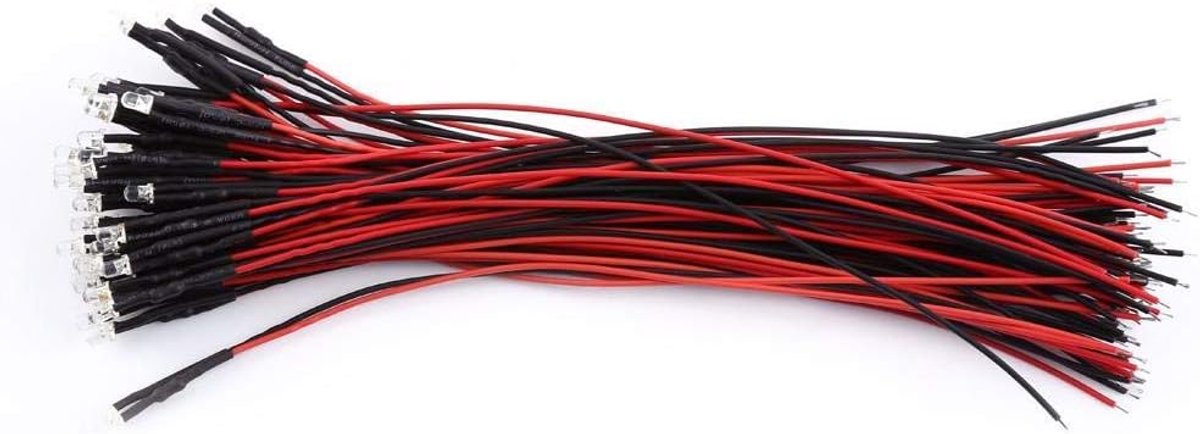 SnelShoppen - 50pcs Voorbedrade DC LED Diodes 9-12V 3 5 10mm Waterheldere LED Diodes Wit Rood Blauw Groen Licht Lampje voor DIY Speelgoed Modelbouw