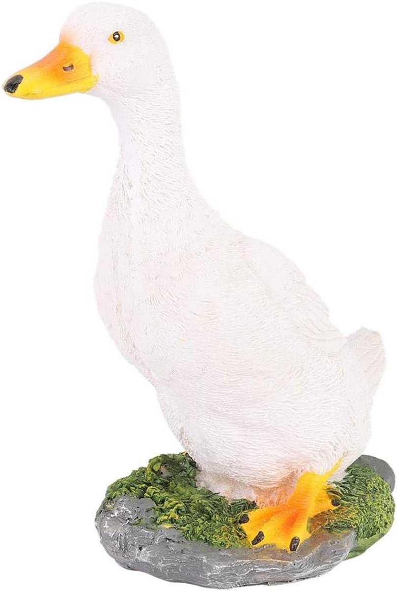 SnelShoppen - Buitenbeeld witte eend tuin ornament decoratie - Waterdicht en UV-bestendig - Eco-vriendelijk resin - Tuinaccessoire voor buitengebruik