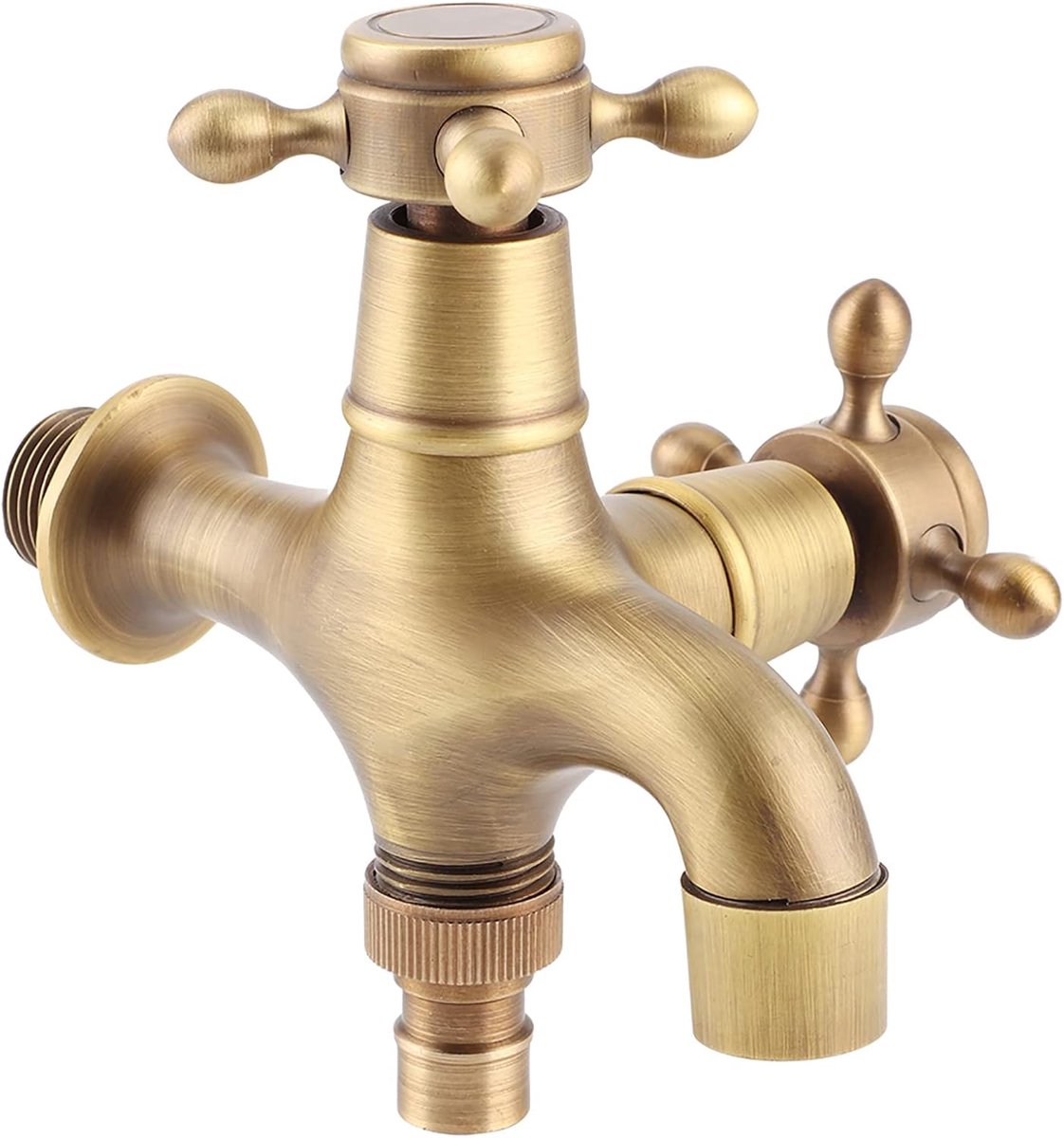 SnelShoppen - Retro Stijl Wandtap - G1/2in Waterkraan met Enkelhandgreep voor Tuin, Keuken, en Mop Pool - Dubbele Wateruitgang, Keramische Ventielkern