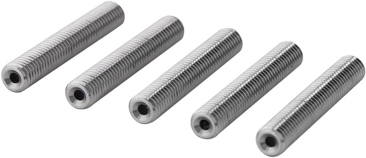 SnelShoppen - 5x M6 Dopschroef met PTFE Buis voor 3D Printer MK8 Extruder 1,75mm - Hoogwaardige RVS, Duurzaam, Geschikt voor Diverse 3D Printers