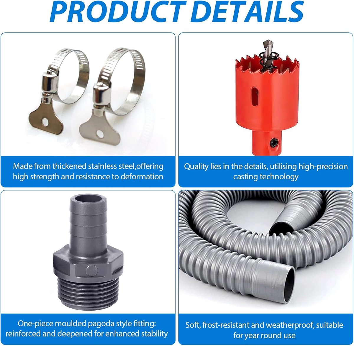 Rain Barrel Connection Kit, 32mm Rain Barrel Connector, 1m Connection Hose Rain Barrel Connector with Mounting - ShopVlot