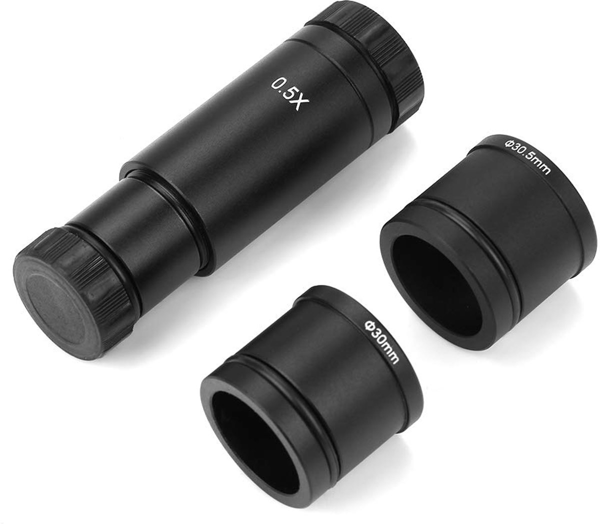 SnelShoppen - 0.5x C-Mount Adapter Lens Microscoop Accessoires Met 2 Adapters Voor CCD Camera En Digitale Oculair Lens, Geschikt Voor 30mm/30.5mm, Com