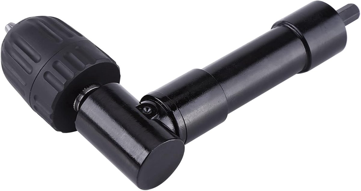 SnelShoppen - 90° Boormachine Adapter met 8mm As, Sleutelvrije Chuck 0.8-10mm, Max Koppel 25 N.m, Aluminium en Plastic, Voor Compacte Ruimtes, Univers
