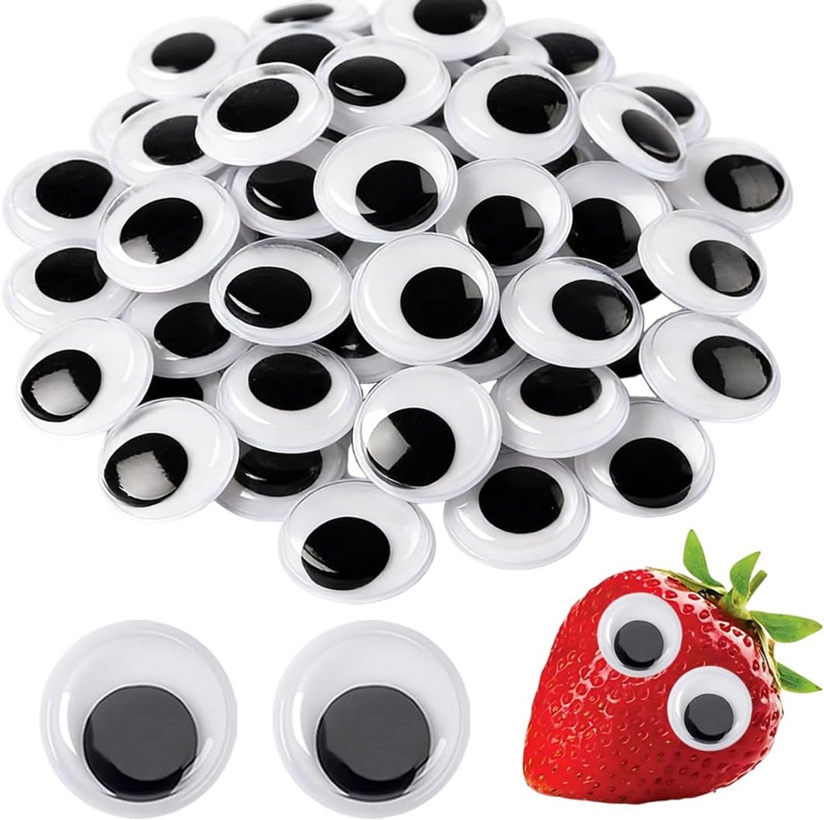 50 Pezzi Occhi Adesivi Finti Di Plastica 20 Mm Grandi Autoadesivio Bianco E Nero Rotondo Occhietti Per Scrapbooking - ShopVlot