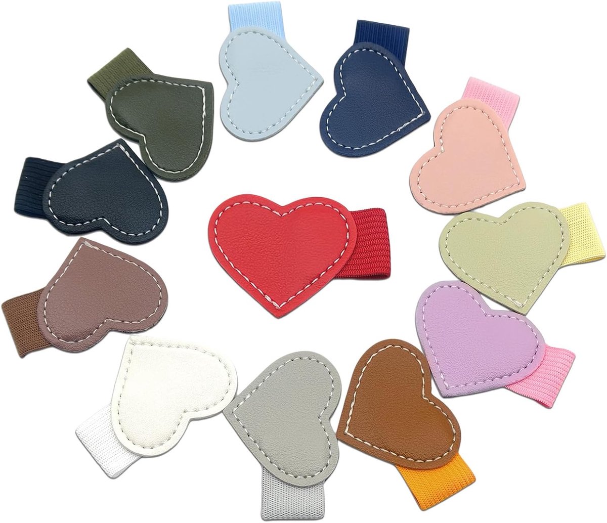 SnelShoppen - 12 Stuks Penhouder voor Notitieboek, Hartvormige Zelfklevende Penlus, Kleurige Elastische Lanyard Penhouder voor Notebooks, Dagboeken, P