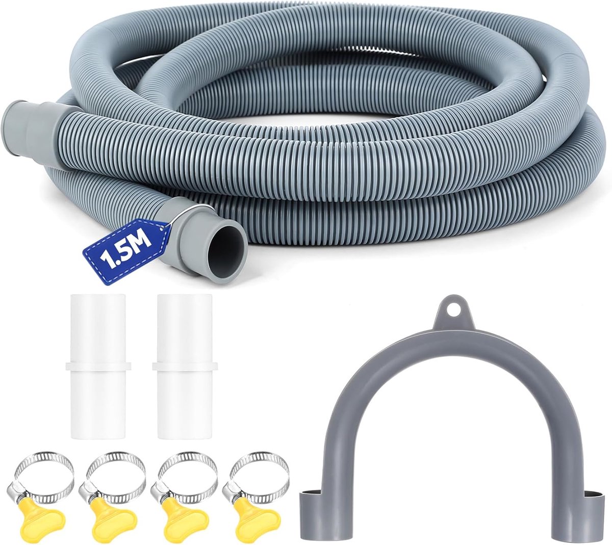 1.5m Washing Machine Waste Pipe Extension, Universal Washing Machine Drain Hose Extension Kit for Washing Machines - ShopVlot