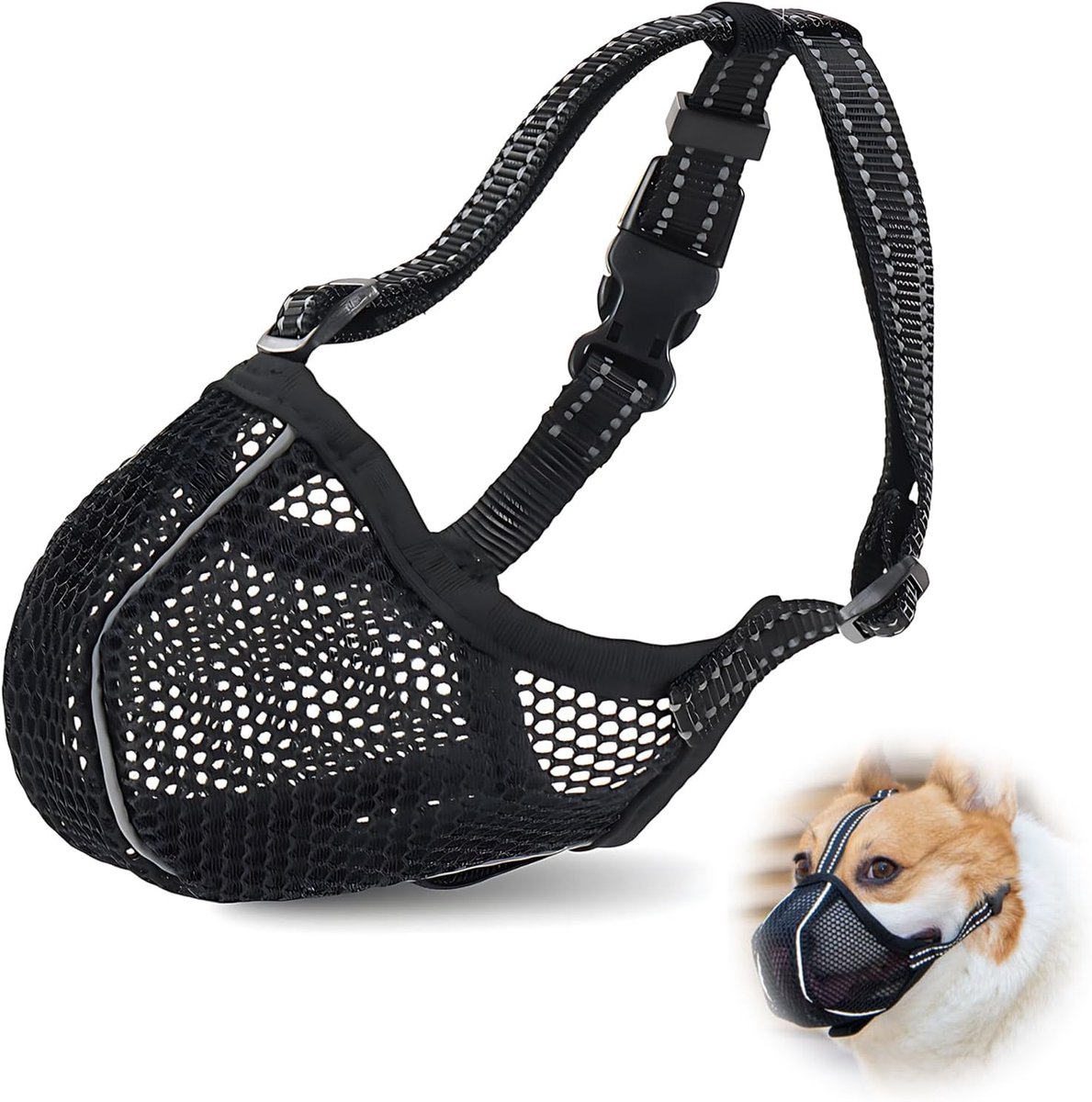 Comfortabele en lichte muilkorf voor honden, muilkorf voor honden, verstelbare muilkorf voor honden, om te hijgen - ShopVlot
