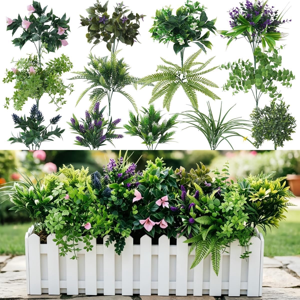 SnelShoppen - Laelfe Kunstplanten Voor Buiten, UV-Bestendig Kunstgroen Met Realistische Bladeren, Grote Struiken Voor Voordeur, Veranda, Terras, Tuin,