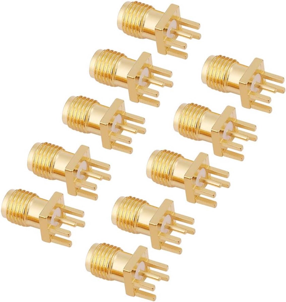 SnelShoppen - 10 Stuks SMA Female Connector Stekker PCB Mount Adapter 50 Ohm RF Connector met Hoge Betrouwbaarheid en Vibration Resistance
