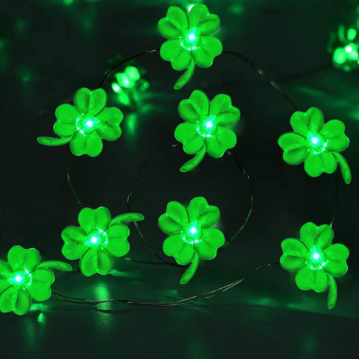 SnelShoppen - Clover Leaf Sfeerlampjes met 30 LEDs, 3 meter Lange Lichtketting in Klavervorm, Groene LED Verlichting voor St. Patrick's Day, Feestdeco