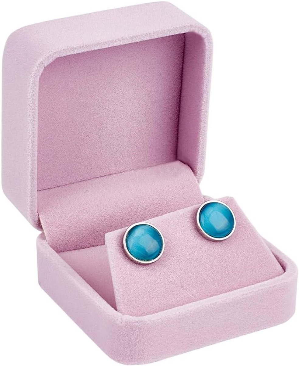 SnelShoppen - Roze Fluwelen Geschenkdoos voor Oorbellen - Premium Sieradenkistje voor het Opbergen van Halskettingen, Hangers en Oorstekers - Perfect