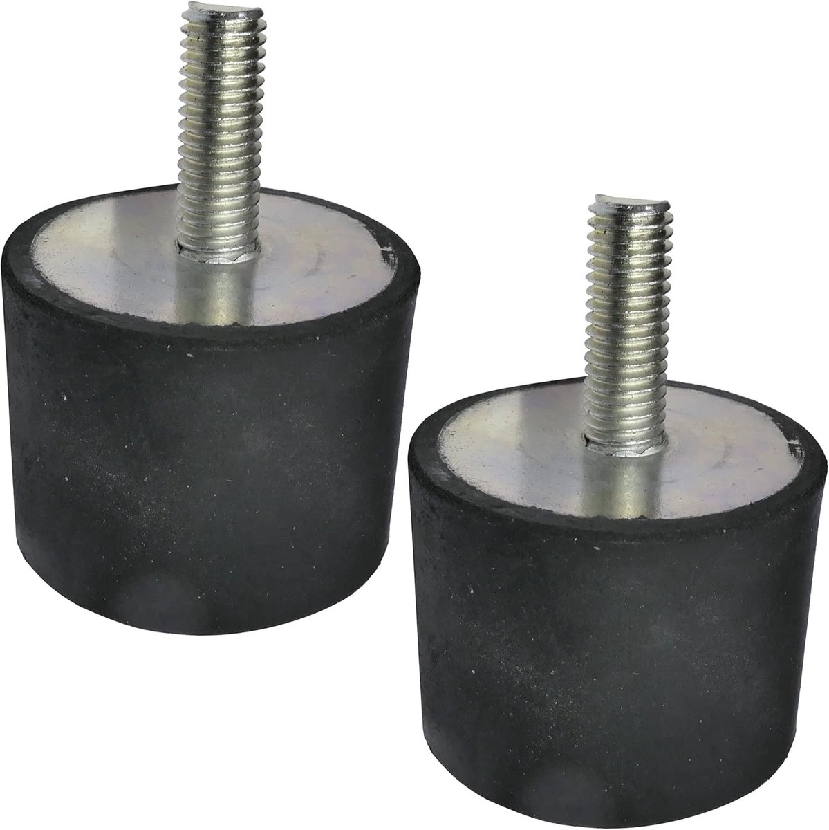 SnelShoppen - Set van 2 rubberen buffers ronde voeten trillingsdempers M8 - Ø40mm H30mm - Zwart en zilver - Vibration isolatie voor machines en appara