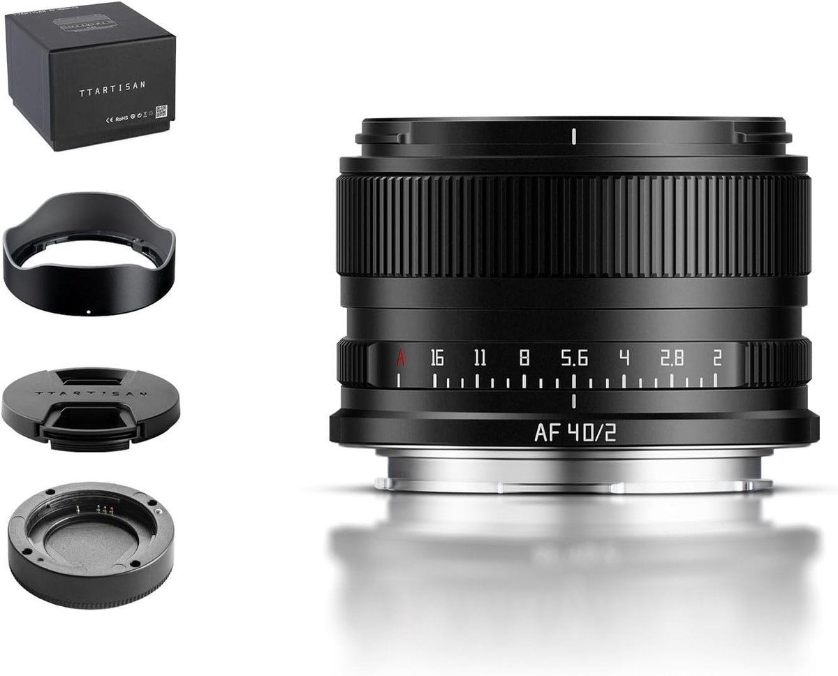 SnelShoppen - 40mm f/2 Auto Focus Prime Lens voor L-Mount - Professionele 40mm Lens, Lichtgewicht Aluminium, Zwart, Geschikt voor Reisfotografie en Po