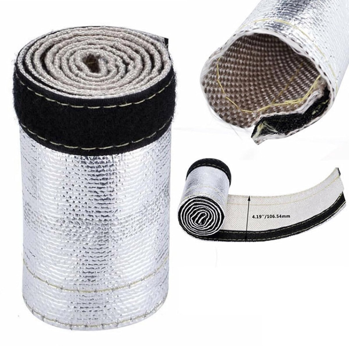 SnelShoppen - Fiberglas Stoffen Warmte Kap, Aluminized Beschermende Warmteschild Tot 500°F Continue/2000°F Stralingswarmte, 60x10.6cm, Voor Kabels en
