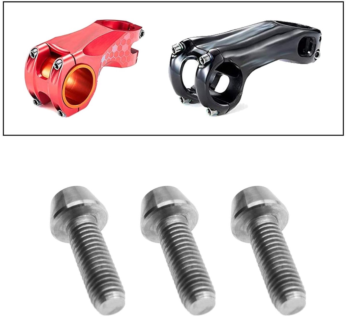 SnelShoppen - 6Pcs M5x15mm Titanium Bouten met Zeskantkop, Verstevigde Kop, Ti-6Al-4V Titanium Legering, Fiets Stuur Onderdelen voor Mountainbike, Zil