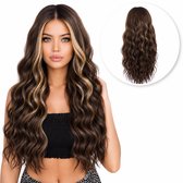 SassyGoods Luxe Bruine Pruik - Lace Front Wig - Pruiken Dames Lang Haar - Haarwerk - Wasbaar - Bruin - 65 cm