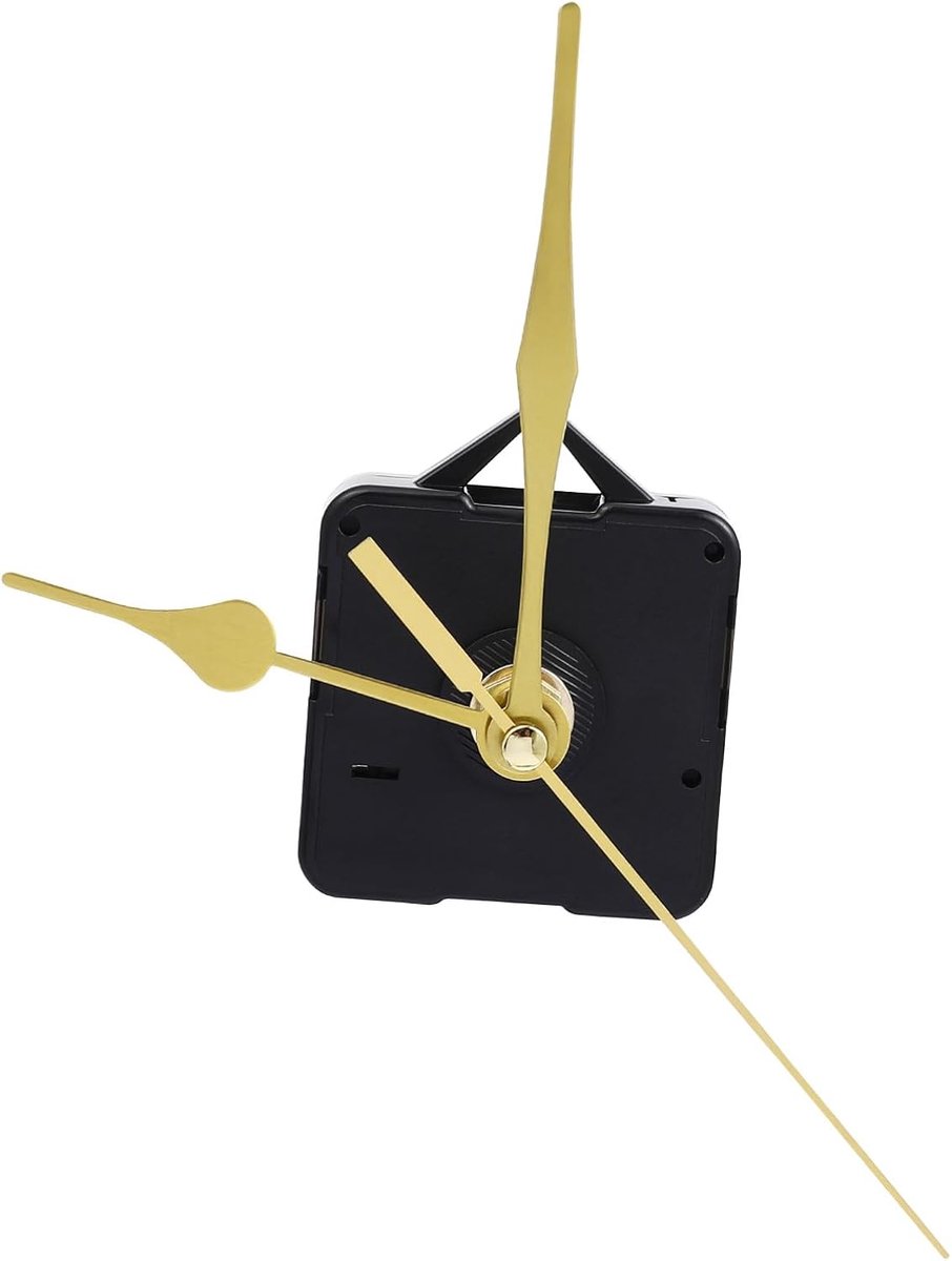 SnelShoppen - Wandklok Mechanisme zonder Batterij - Stille Quartz Beweging - Compact 6.5 x 5.3 x 1.5 cm - Goud - Ideaal voor DIY Klokprojecten en Deco