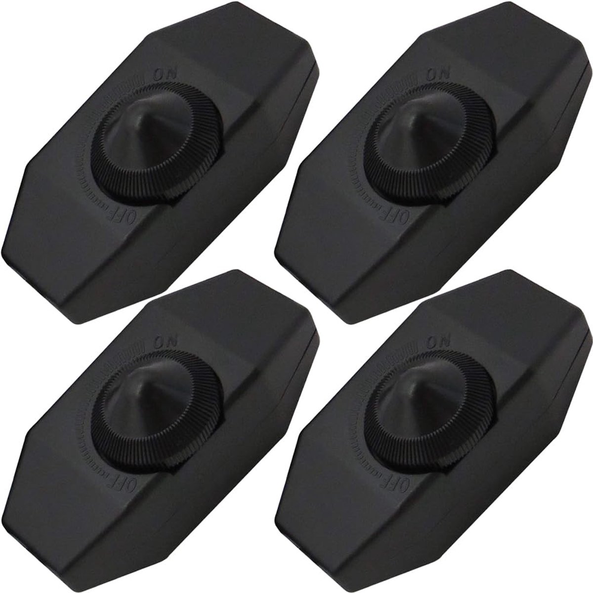 SnelShoppen - LED Strip Lights Dimmer Switch, Rotatieve Schakelaar voor 1-60 Watt Dimbare LED Lampen, 220V, 4 Stuks, Zwart, Ideaal voor Thuis, Tuin, F