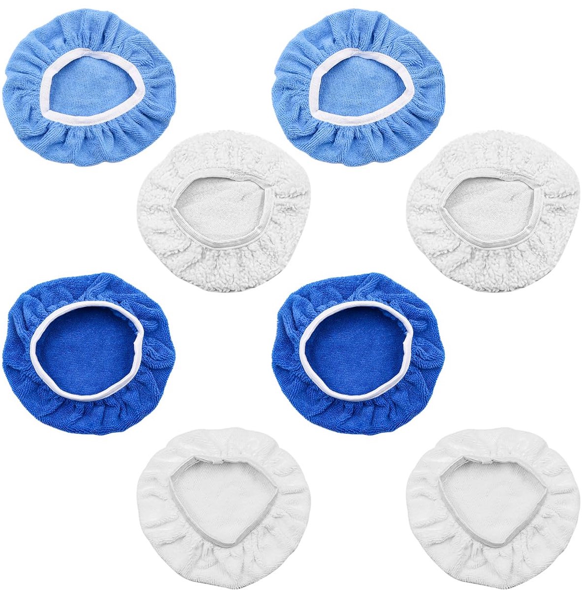 SnelShoppen - 8 Delige Polijstpad Set voor 9-10 Inch Auto Polijmachine - Microvezel Polijstkappen voor Auto, Meubels, Metaal, Hout, Steen - Effectieve