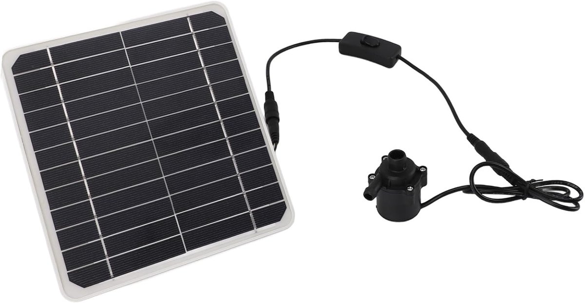 SnelShoppen - 50W Zonne-energie Waterpomp Set, Solar Paneel, 24 Uur/Per Dag Gebruik, Waterfontein Pomp Set met Schakelaar Voor Tuin, Vogelbad, Aquariu