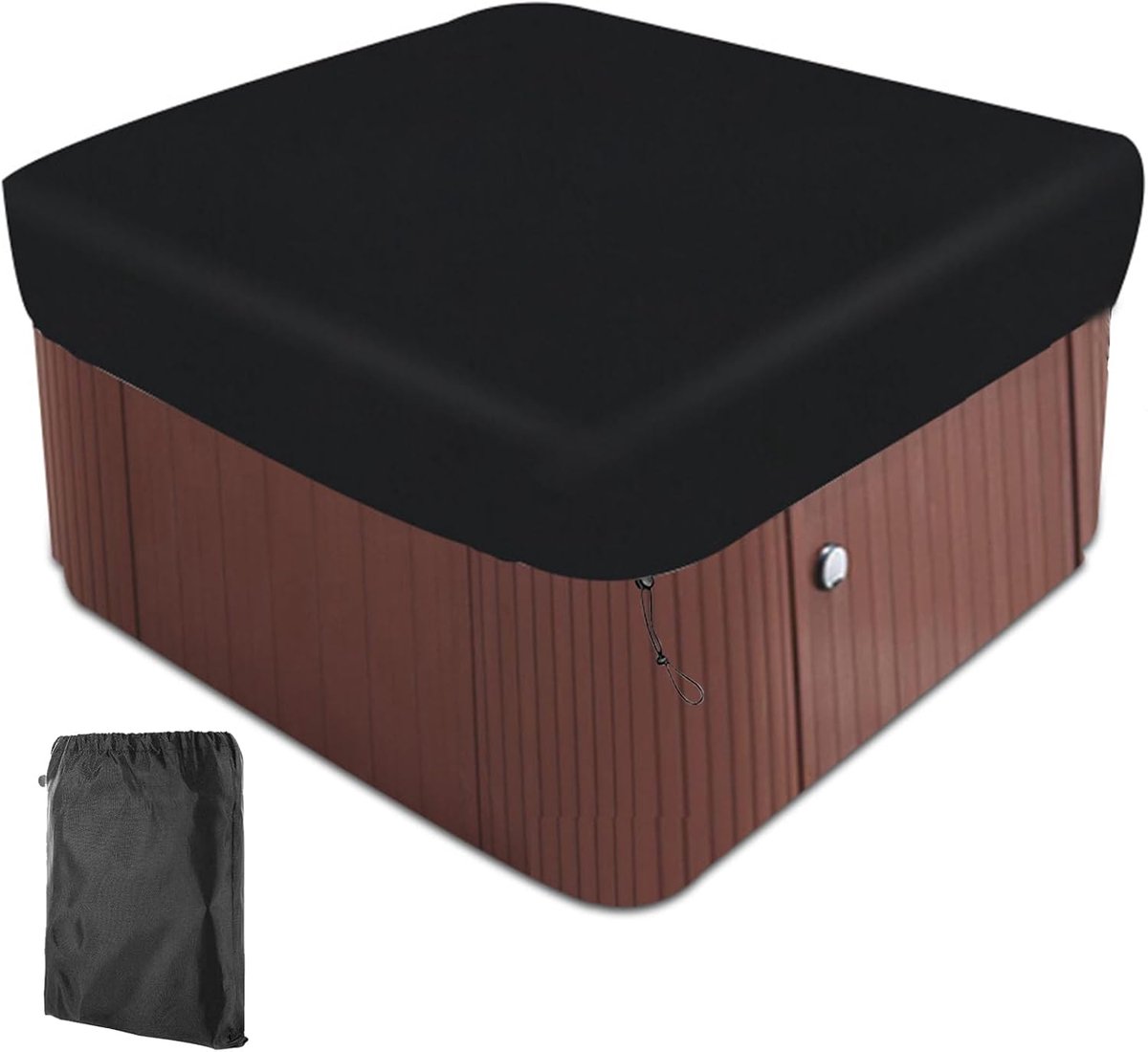 SnelShoppen - Waterdichte Vierkante Hot Tub Cover 420D Oxford Stof, Buiten Spa Deksel, Waterproof, Stofbestendig, UV Bestendig, Tuin Bad Cover voor Ho
