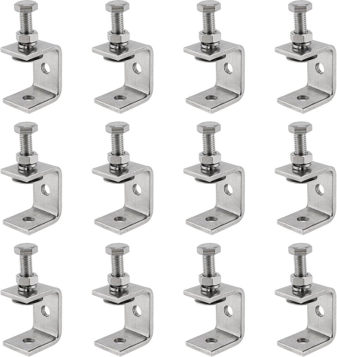 SnelShoppen - 12pcs C Klemmen 30mm, 304 RVS Mini Schroefklemmen, Tafel Klemmen, 16-25mm Zware Klemtool, C Klemmen voor Spanner, Houtbewerkingsgereedsc