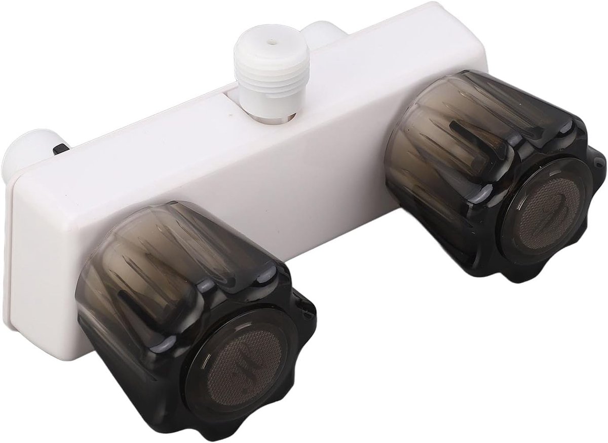 SnelShoppen - RV Douchekraan Mengkraan met 2 Knoppen, Vervangingskraan voor Caravans Badkamers, Duurzaam en Modern Wit Design, Perfect voor Kamperen e