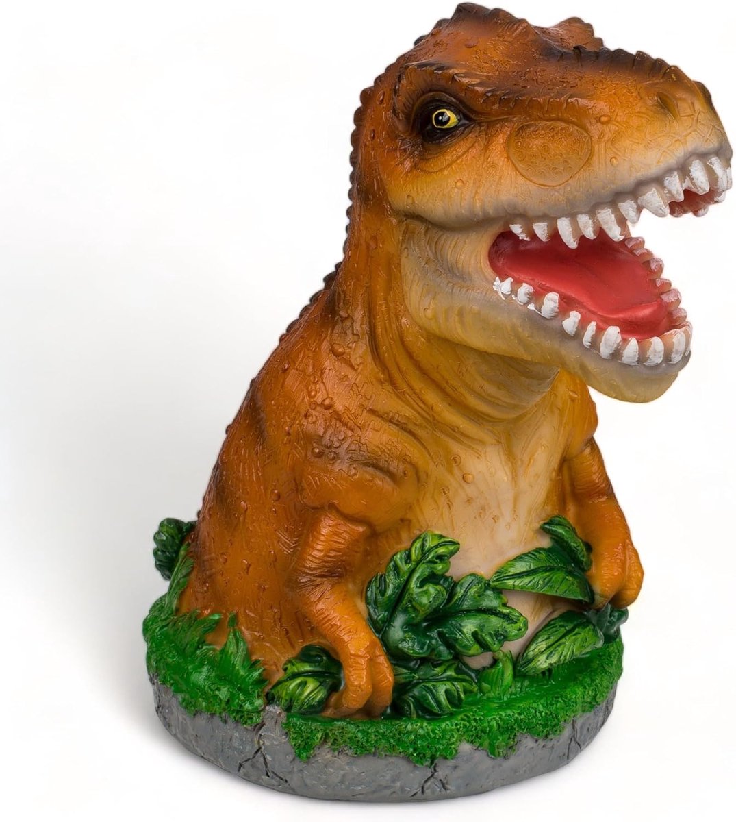 SnelShoppen - Kleurrijke Dinosaurussen Spaarpot - T-Rex Ontwerp voor Kinderen - 13 x 15 cm - Polyhars met Draaislot - Decoratief en Educatief - Perfec