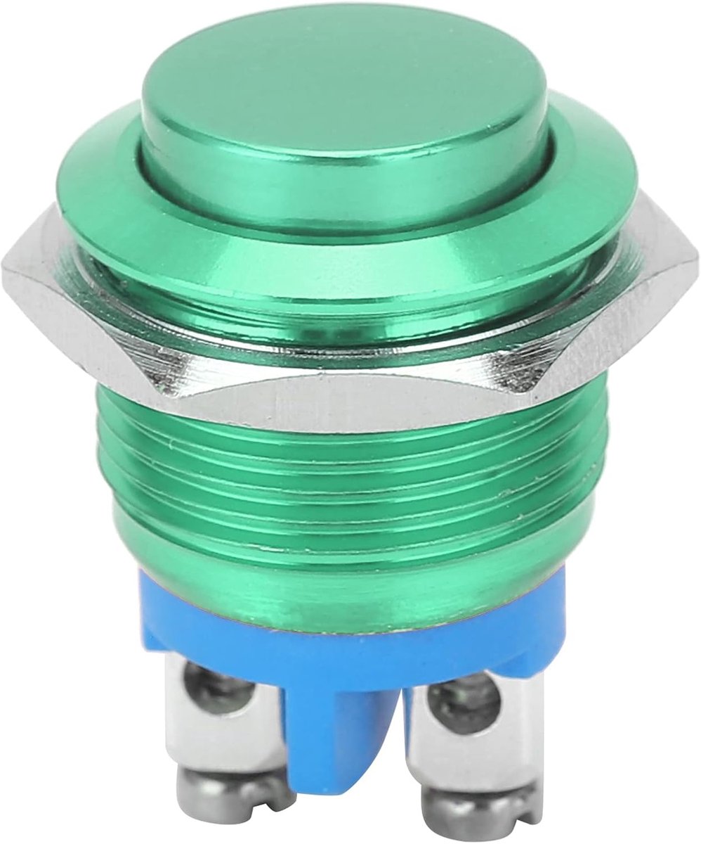 SnelShoppen - Metaal Drukknop Schakelaar 16mm 220V Waterdicht RVS Zelfherstellend Normaal Open Hoofdschakelaar (Groenten)