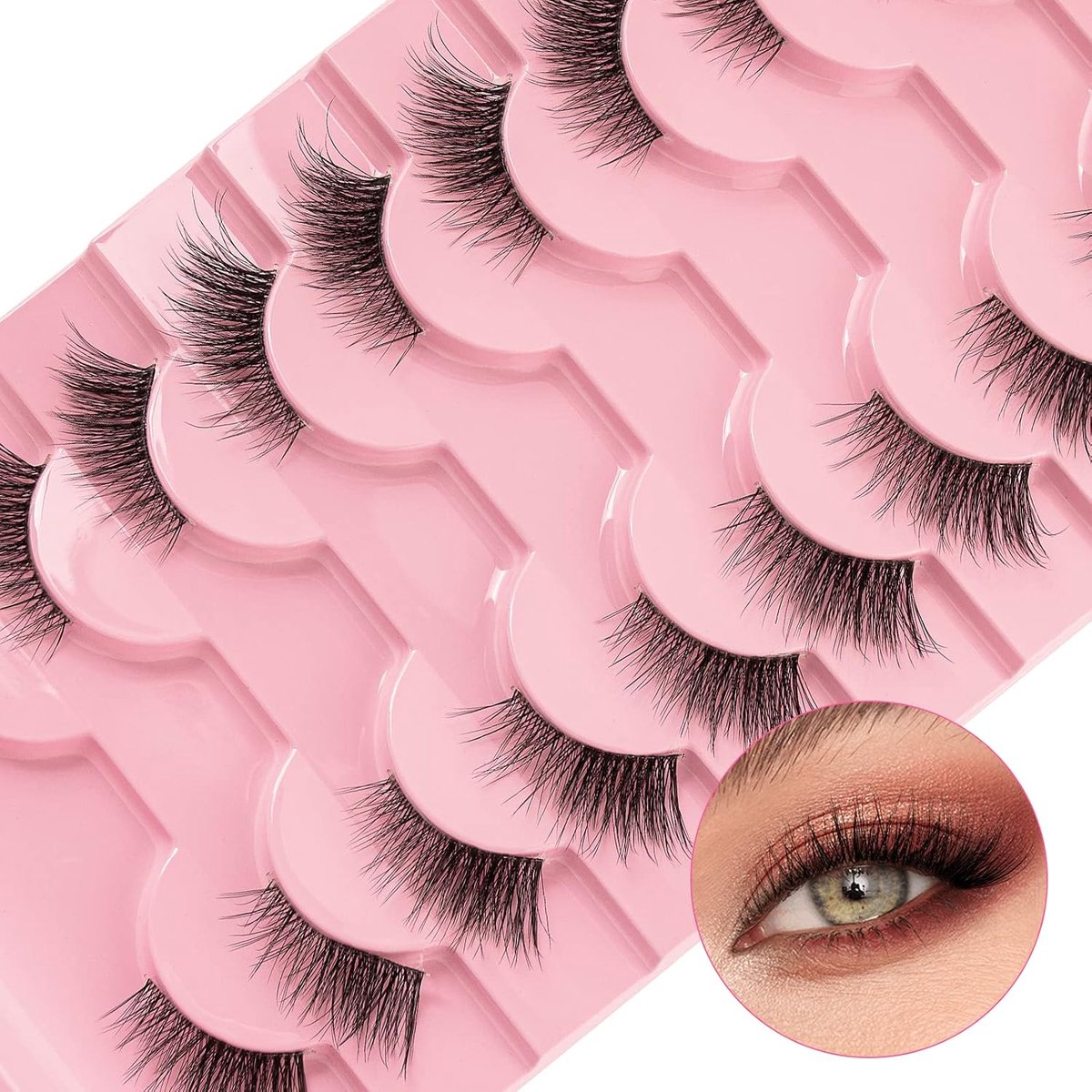 SnelShoppen - Half Valse Wimpers, 10 Pairs, 3D Natuurlijke Valse Wimpers, Handgemaakt Herbruikbare Halve Wimpers, Cat Eye Effect voor Feest en Dagelij