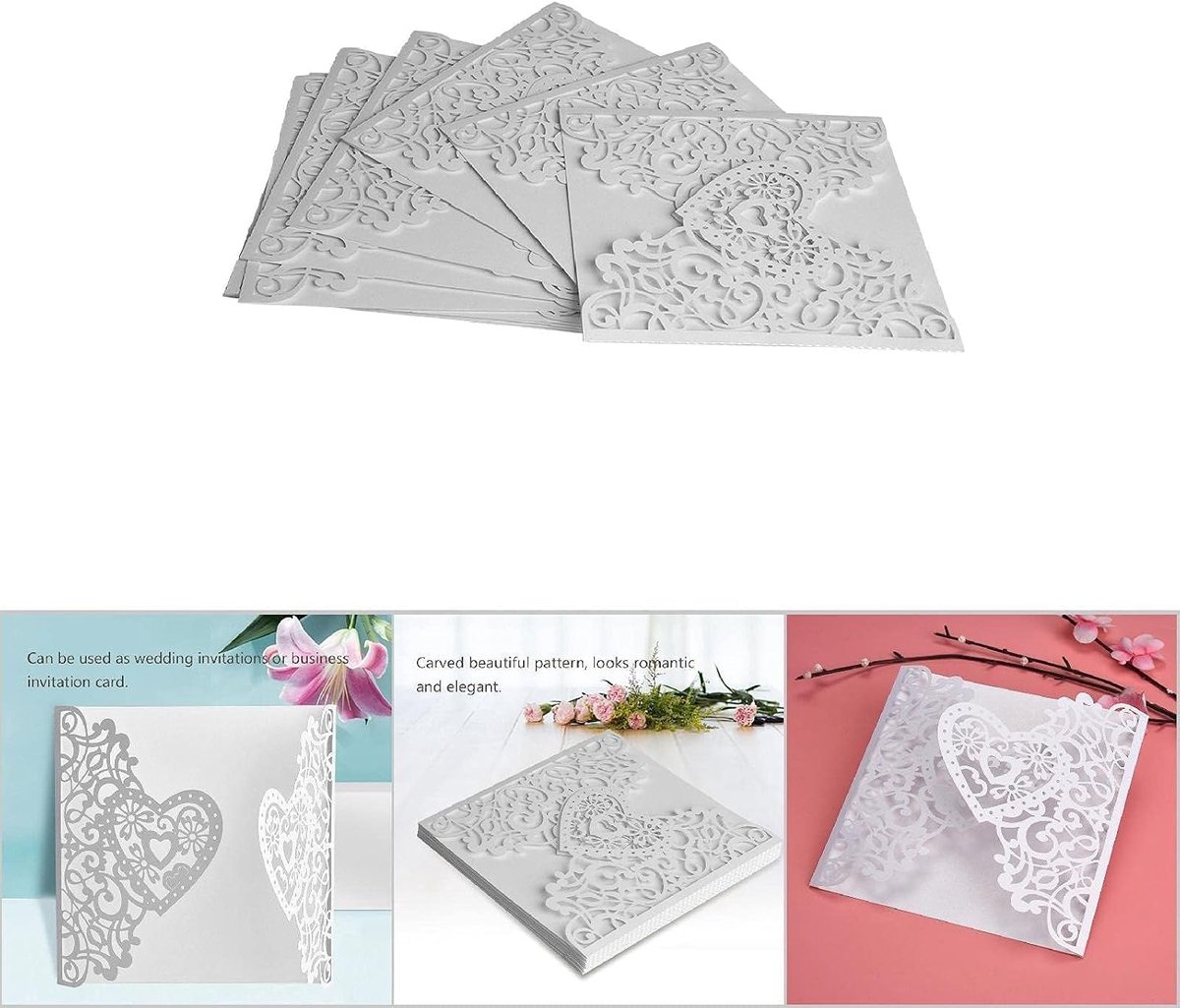 SnelShoppen - 10 Stuks Trouwaankondigingen met Enveloppen, Elegante Uitnodigingen voor Bruiloften, Verjaardagsfeesten en Verlovingen, Hollands Bloemen