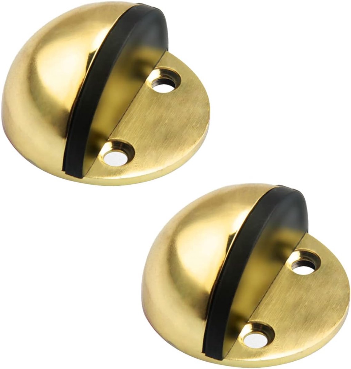SnelShoppen - 2 Stuks Ovalen Halfronde Deurstoppers RVS Wandbeschermer met Rubberen Demper voor Thuis en Kantoor (Goud)