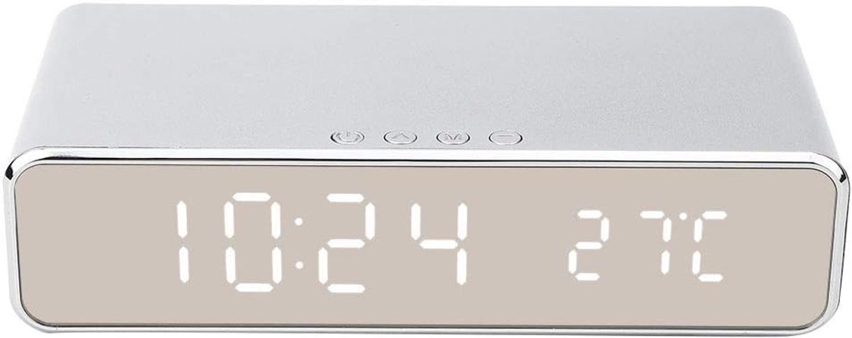 SnelShoppen - 3-in-1 Elektronische Weerklok, Digitale Wekkerradio met Thermometer, Bedlampje, Geïntegreerde Oplader voor Telefoon met USB, Perfect voo