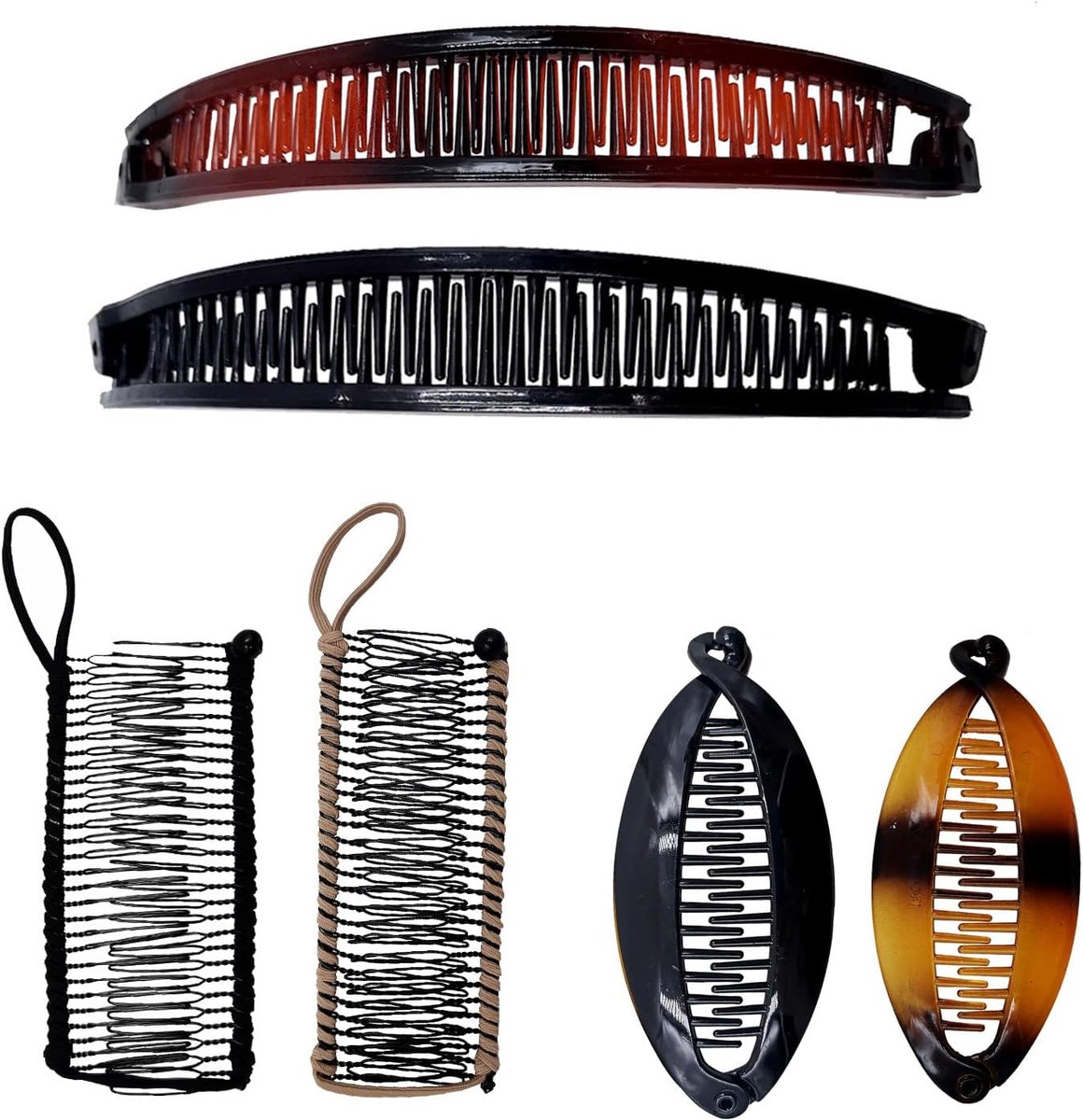SnelShoppen - Vintage Franse Haarspeld Set - 19 Stuks Banana Clip, Fishtail Clip, Ponytail Houder, Antislip Haarclips voor Dun en Dik Haar