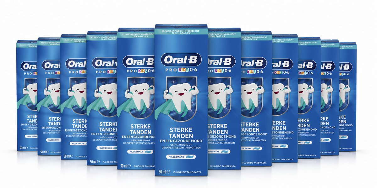Oral-B Pro Kids 0–6 Fluoride Tandpasta – 12 x 50 ml – Milde Smaak – Kindertandpasta – Voordeelverpakking