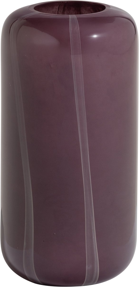 WOOOD Arles Vaas - Glas - Paars Met Streep Naturel - 40x20x20