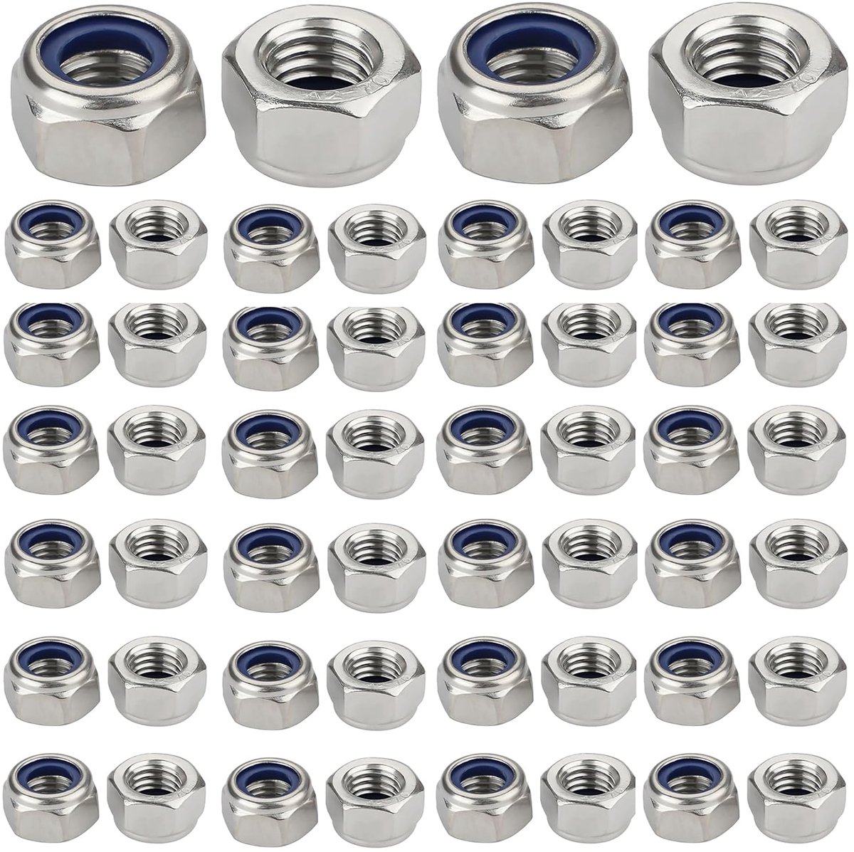 SnelShoppen - 100 Stuks M5 Moeren, Zelfsluitende Moeren M5 RVS 304, Nylon Inzet, DIN 985, Zeskant Moeren voor Klussen, Bouw en Meubelmontage