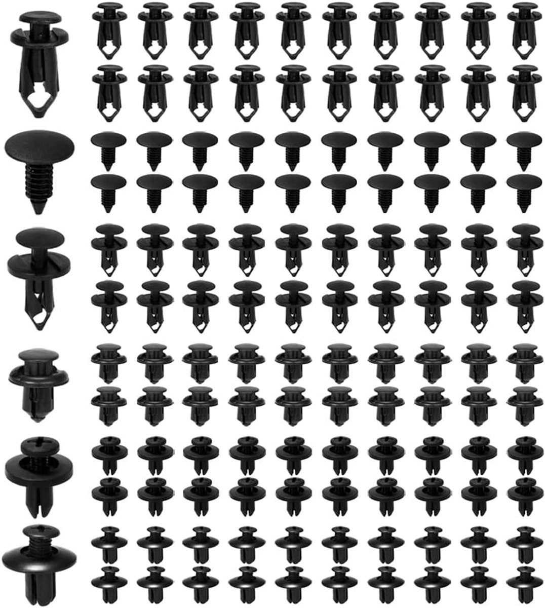 Klinknagels set voor auto - 190 stuks - Kunststof clips - Autobumper clips - Deurbekleding clips