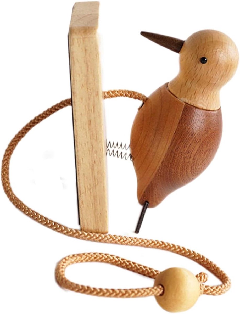 Deurbel Specht - Deurklopper Hout - Bezoekers Melder - Handgemaakt Rustiek - 9 cm - Natuurlijk Hout