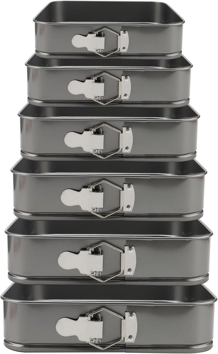 SnelShoppen - 6-delige Cakevorm Set, 7" 8" 8.5" 9" 10" 11" Anti-aanbak Springvormen, Levensmiddelveilig Carbonstaal, Verwijderbare Bodem, Perfect voor