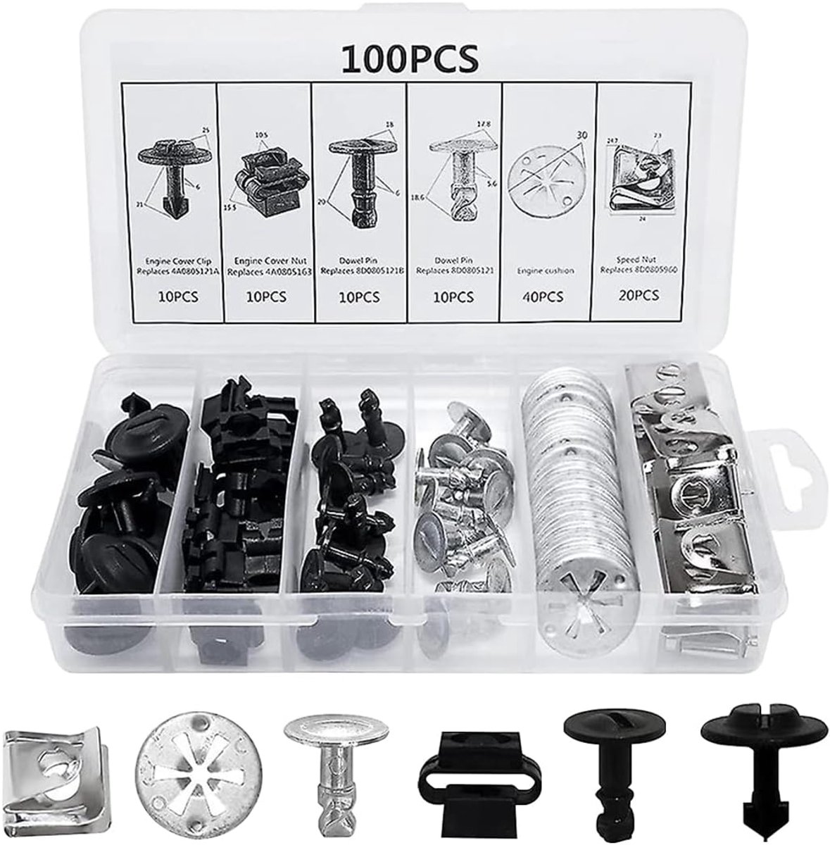 SnelShoppen - 100 stuks Auto Fix Clips Set - Carrosserie Bumper Bevestigingsclips, Duurzame Plastic en Nylon Rivets, Voor Auto Deuren en Bumper Repara