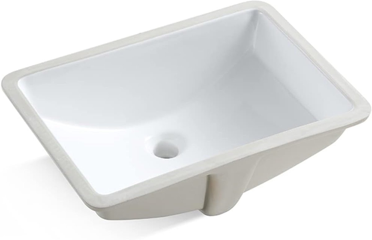 SnelShoppen - Moderne Wastafel 55x39x21cm - Rechthoekige Onderbouw Badkamer Wastafel - Keramisch Wit - Hoogwaardige Glazuur Afwerking - Met Overloop
