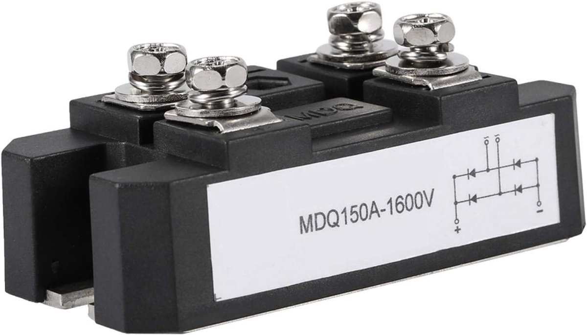 SnelShoppen - Bridge Rectifier Module 150A 1600V Zwart Enkele Fase Diode Bruggelijkrichter - Hoogvermogen voor Stroomvoorziening