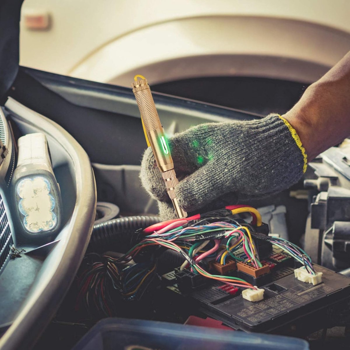 SnelShoppen - Auto Circuit Tester 6v 12v 24v - Luminous Tube - Veilig en Duurzaam - Gele Spanningstestpen met Vaste Naald voor Auto's en Voertuigen