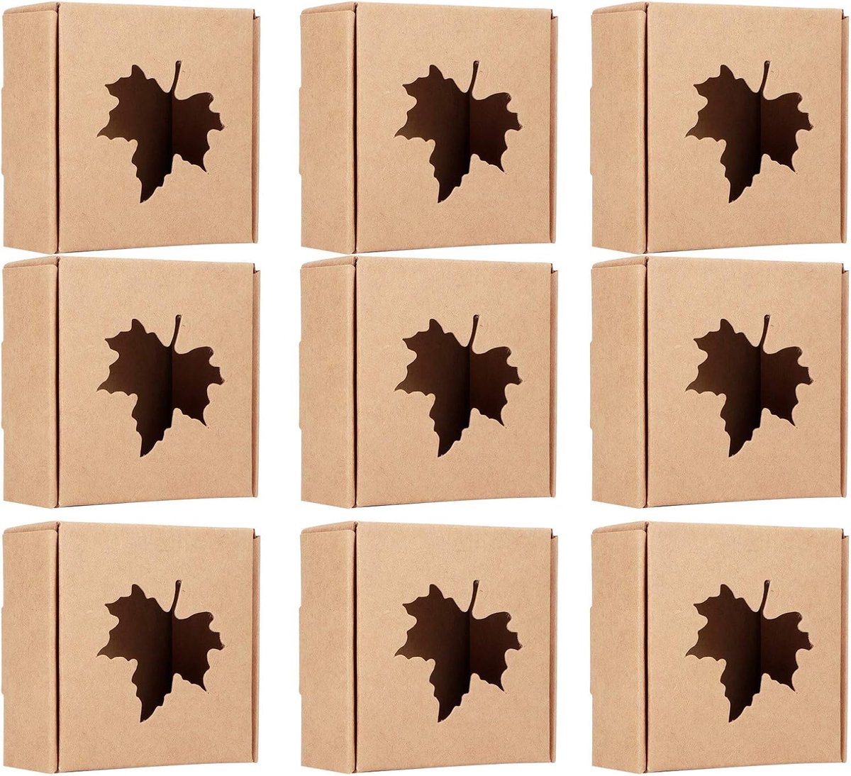SnelShoppen - Verpakkingsdoos voor Handgemaakte Zeep - Kraftpapier Karton - 50 Stuks - Maple Leaf Motief - Kleine Zeepdozen voor Feest, Cadeauverpakki