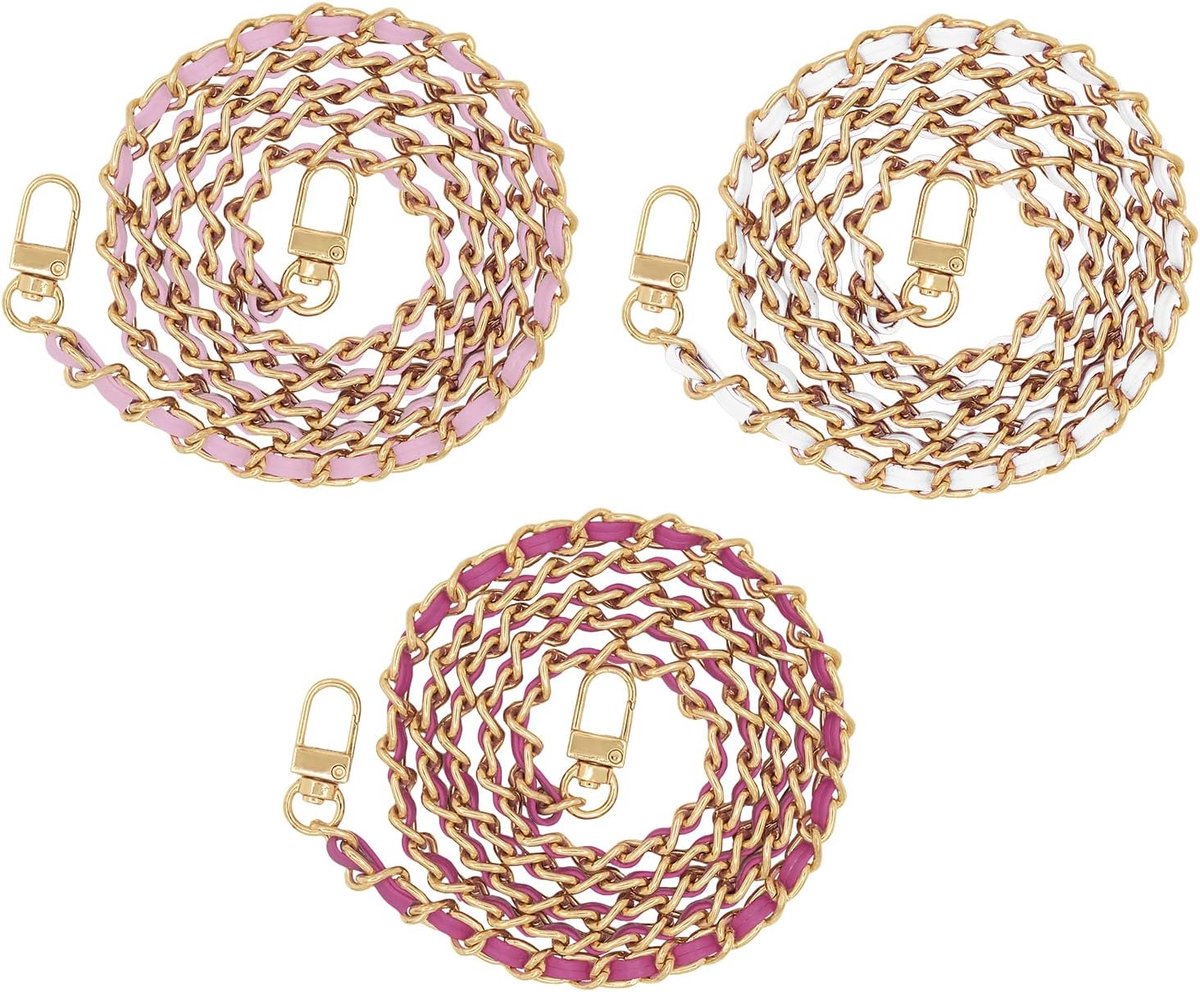 SnelShoppen - 3 Delen Handtas Kettingriemen, Vervangingskettingen voor Handtassen, PU Leren en Metalen Kettingen, DIY voor Handtas, Schoudertas, Cross