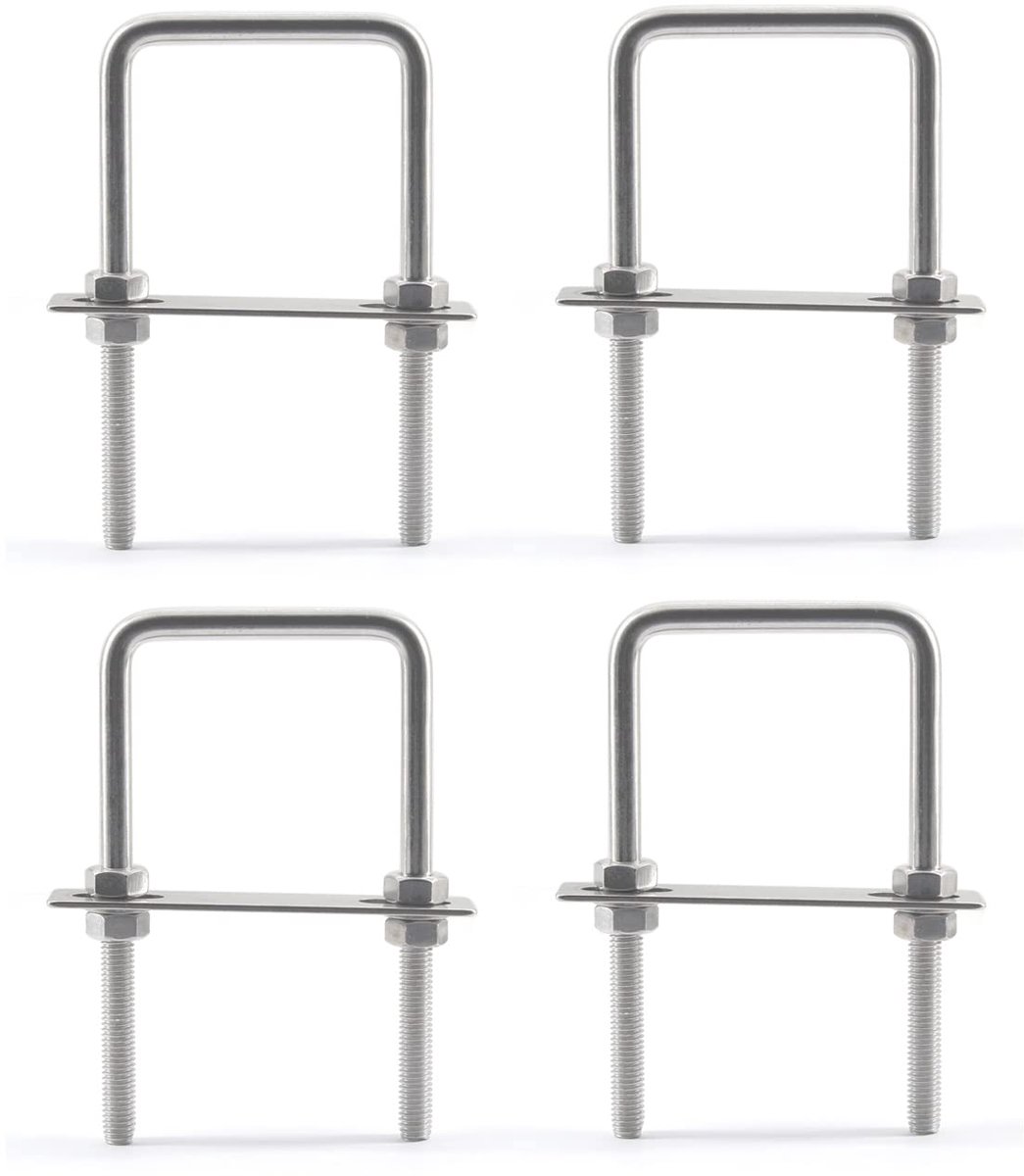 SnelShoppen - 304 RVS Vierkante U Bouten M8x55x85mm Set van 4 met Moeren en Platen Voor Tuin, Klussen, Bouwprojecten, Corrosiebestendig