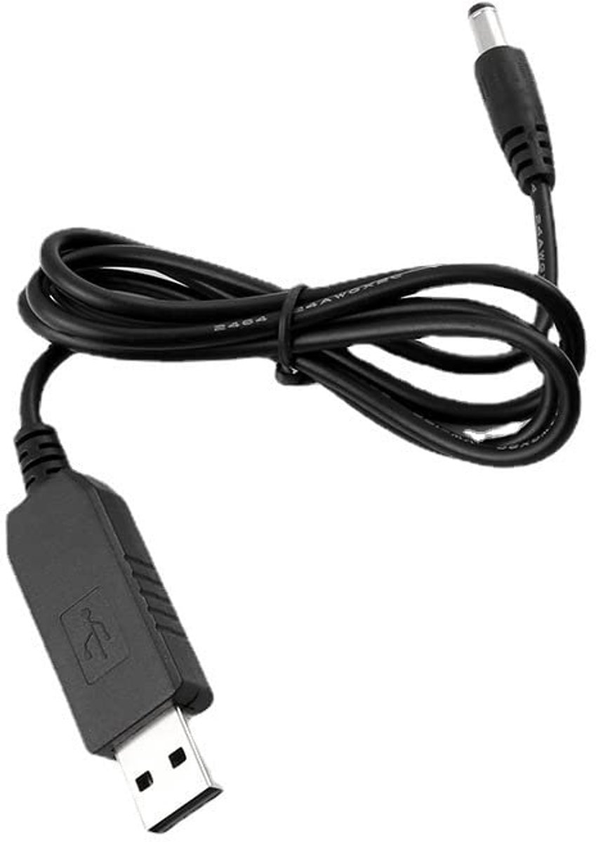 SnelShoppen - DC naar USB 9V Voedingskabel 5.5 x 2.1mm DC Manneke Holle Stekker Adapter Kabel voor Mini Luidsprekers, USB Ventilator, LED Verlichting,
